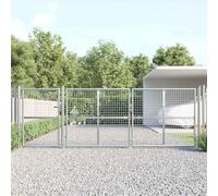 Portail de jardin en maille argentée 400 x 125 cm en acier galvanisé, verrouillable, stable, entrée idéale pour jardin, cour et terrasse