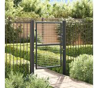 Portail de jardin en maille d'acier galvanisé, 100 x 125 cm, anthracite, robuste, pour jardin, cour et terrasse, largeur réglable, avec 3 clés