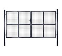 Portail de jardin en maille d'acier galvanisé 300 x 200 cm gris anthracite avec piquet de terre et 3 clés pour jardin, cour, allée, barrière sécurisée et accès moderne