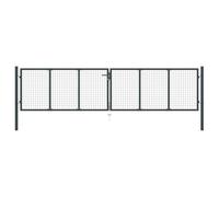 Portail de jardin en maille d'acier galvanisé, 400 x 75 cm, anthracite, résistant à la rouille, avec piquet et 3 clés, pour jardin, cour et terrasse