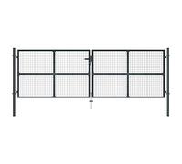 Portail de jardin en maille en acier galvanisé 400 x 175 cm Gris - Clôture de jardin durable pour la sécurité et les regards indiscrets | Idéal pour la maison, le jardin et l'entrée