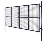Portail de jardin en maille galvanisée, 289 x 150 cm, grise, robuste et résistante aux intempéries, idéale pour le jardin et la clôture, montage facile et longue durée de vie
