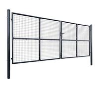 Portail de jardin en maille galvanisée, 400 x 150 cm, gris, grille de barrière durable pour jardin, terrasse et clôture, protection contre la rouille grâce à l'acier galvanisé, design sûr et