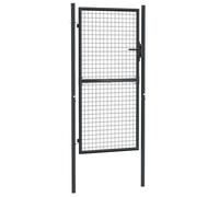 Portail de jardin en maille galvanisée, en acier, 100 x 225 cm, gris, durable et stable, pour jardin, allée et barrières, protection contre la corrosion pour la sécurité et le style