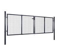 Portail de jardin en maille galvanisée, en acier, 289 x 100 cm, gris, grande stabilité et durabilité, idéale pour le jardin, la piscine et la clôture, résistante aux intempéries et facile d'entretien