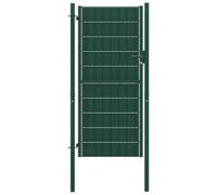 Portail de jardin en PVC et acier 100 x 164 cm vert avec poteaux, réglable de 97 à 102 cm, porte de cour stable pour jardin, brise-vue et sécurité sur la parcelle