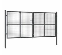 Portail de Jardin Grillagé Anthracite 300 x 125 cm Acier Galvanisé | Structure grillagée, acier galvanisé, poteaux latéraux, charnières à boulon, piquet de terre, usage extérieur