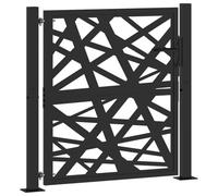 Portail de jardin noir 105 x 106 cm en acier avec design lumineux | Grande stabilité et design élégant | Barrière parfaite pour jardin, allée et terrain privé