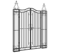 Portail de jardin noir 121 x 8 x 150 cm, en fer forgé, pour jardin et entrée, robuste et résistant aux intempéries, design élégant pour la sécurité et le style