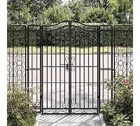 Portail de Jardin Noir 121x8x150 cm en Fer Forgé | Poteaux élégants, charnière à boulon, système verrouillable, support solide, entrée jardin ou terrasse