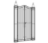 Portail de Jardin Noir 121x8x200 cm en Fer Forgé | Poteaux élégants,charnière à boulon,verrouillage rapide,fer forgé enduit poudre,clôture jardin terrasse