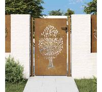 vidaXL Portail de jardin 105x130 cm Acier corten motif arbre