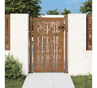 vidaXL Portail de jardin 105 x 130 cm en acier corten – design de bambou