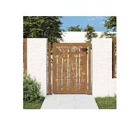 Portail de Jardin, Portillon de Patio, Barrière de Sécurité, Porte d'Extérieure Terrasse, 105x130 cm Acier Corten 153240