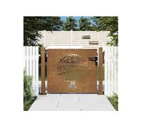 Portail de Jardin, Portillon de Patio, Barrière de Sécurité, Porte d'Extérieure Terrasse, 105x130 cm Acier Corten 153216