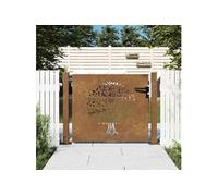 vidaXL Portail de jardin Portillon Conception de l'arbre Acier Corten 105x80 cm 153214