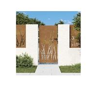 vidaXL Portail de jardin 85x200 cm acier corten conception d'herbe