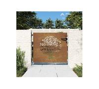 vidaXL Portail de jardin 85x75 cm acier corten conception d'arbre