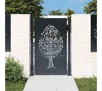 Portail de Jardin Portillon Porte Anthracite Acier Conception d'Arbre vidaXL