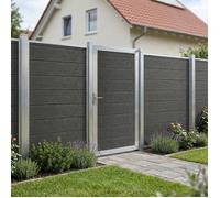 Portail de jardin Segovia 180 x 90 cm WPC aspect bois gris