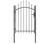 Portail de jardin - vidaXL - Acier - 1 x 2 m - Noir - Incurvé - Battant
