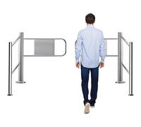 Portail de sécurité à fermeture automatique en acier inoxydable, porte d'accès piéton de 142,2 cm pour bibliothèque, magasin, usine - barrière de sécurité à ressort