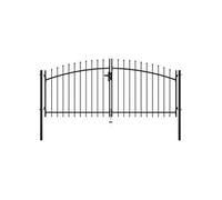 Portail double - - 300 x 150 cm - Acier noir - Design haut en lance - 3 clés incluses
