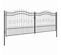 Portail Double de Jardin en Métal, Portillon de Jardin Porte de Clôture Extérieur avec pointe Gris 404 x 150 cm Acier