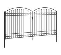 Portail Double de Jardin en Métal, Portillon de Jardin Porte de Clôture Extérieur avec verrouillage Gris 301 x 224,5 cm Acier