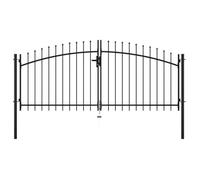 vidaXL Portail double – design haut en lance – 300 x 150 cm – acier noir – 3 clés incluses