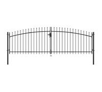 vidaXL Portail double Haut en forme de lance 400x200 cm Acier noir Mécanisme manuel