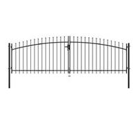 vidaXL Double Portail avec Haut sous Forme de Lance Portillon de Jardin Porte de Jardin Portillon de Patio Porte de Terrasse Extérieur 400x200 cm