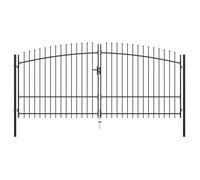 vidaXL Portail double avec haut en forme de lance Acier noir 400 x 225 cm Battant