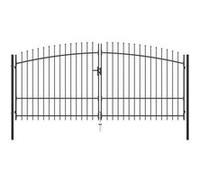 vidaXL Portail double avec haut en forme de lance Acier noir 400 x 225 cm Battant
