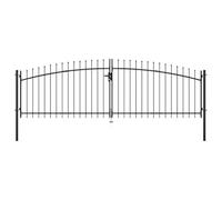 Portail Double Woerden Acier 400 x 174,5 cm avec Pointes Lance | Acier robuste,peinture poudre,charnière boulon,poteaux support,3 clés,terrasse patio