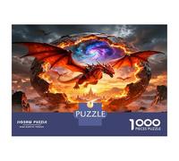 Portail du feu du Dragon 1000 Pièces Coffret Puzzle Puissance Mythique fougueuse Puzzle Adultes Voitureton Recyclé - Défi Éducatif, Jeu Maison, Super Idée Cadeau pour Tous Les Fans 70x50cm/1000pcs