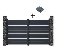 Portail électrique battant aluminium ajouré L305 x H183 cm anthracite PRIMO Gris anthracite