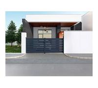 Portail électrique battant aluminium ajouré L397 x H166 cm anthracite - PRIMO