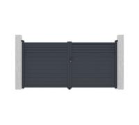 Portail électrique battant aluminium persienné L355 x H181 cm anthracite - VIAZO