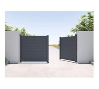 Portail électrique battant aluminium plein L305 x H150 cm anthracite - NAZARIO