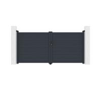 Portail électrique battant aluminium plein L305 x H150 cm anthracite - NAZARIO