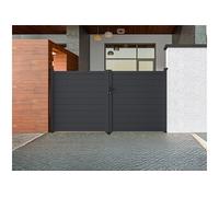 Portail électrique battant aluminium plein L305 x H166 cm anthracite - NAZARIO