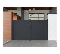 Portail électrique battant aluminium plein L305 x H181 cm anthracite - NAZARIO