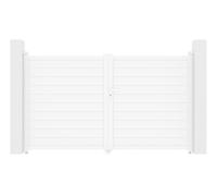 Portail électrique battant aluminium plein L305 x H181 cm blanc - NAZARIO