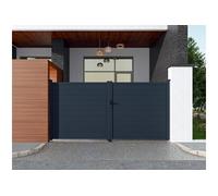 Portail électrique battant aluminium plein L355 x H181 cm anthracite - NAZARIO