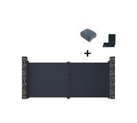 Portail électrique battant aluminium plein L397 x H181 cm anthracite - NAZARIO