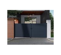 Portail électrique battant aluminium plein L397 x H181 cm anthracite - NAZARIO