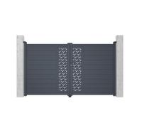 Portail électrique battant aluminium semi plein à motifs L305 x H181 cm anthracite GREGOR