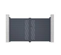 Portail électrique battant aluminium semi plein à motifs L305 x H181 cm anthracite GREGOR