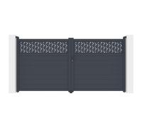 Portail électrique battant aluminium semi plein à motifs L355 x H181 cm anthracite - BAZIO